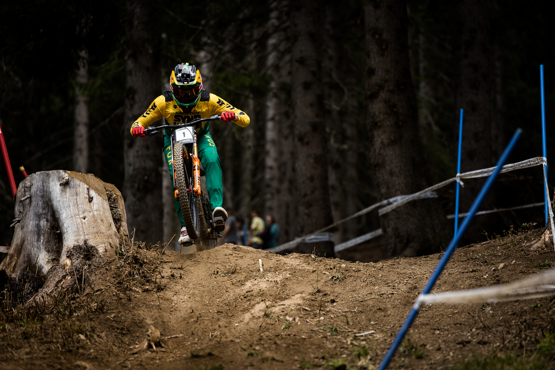 Greg Minnaar jumping a hump at World Champs
