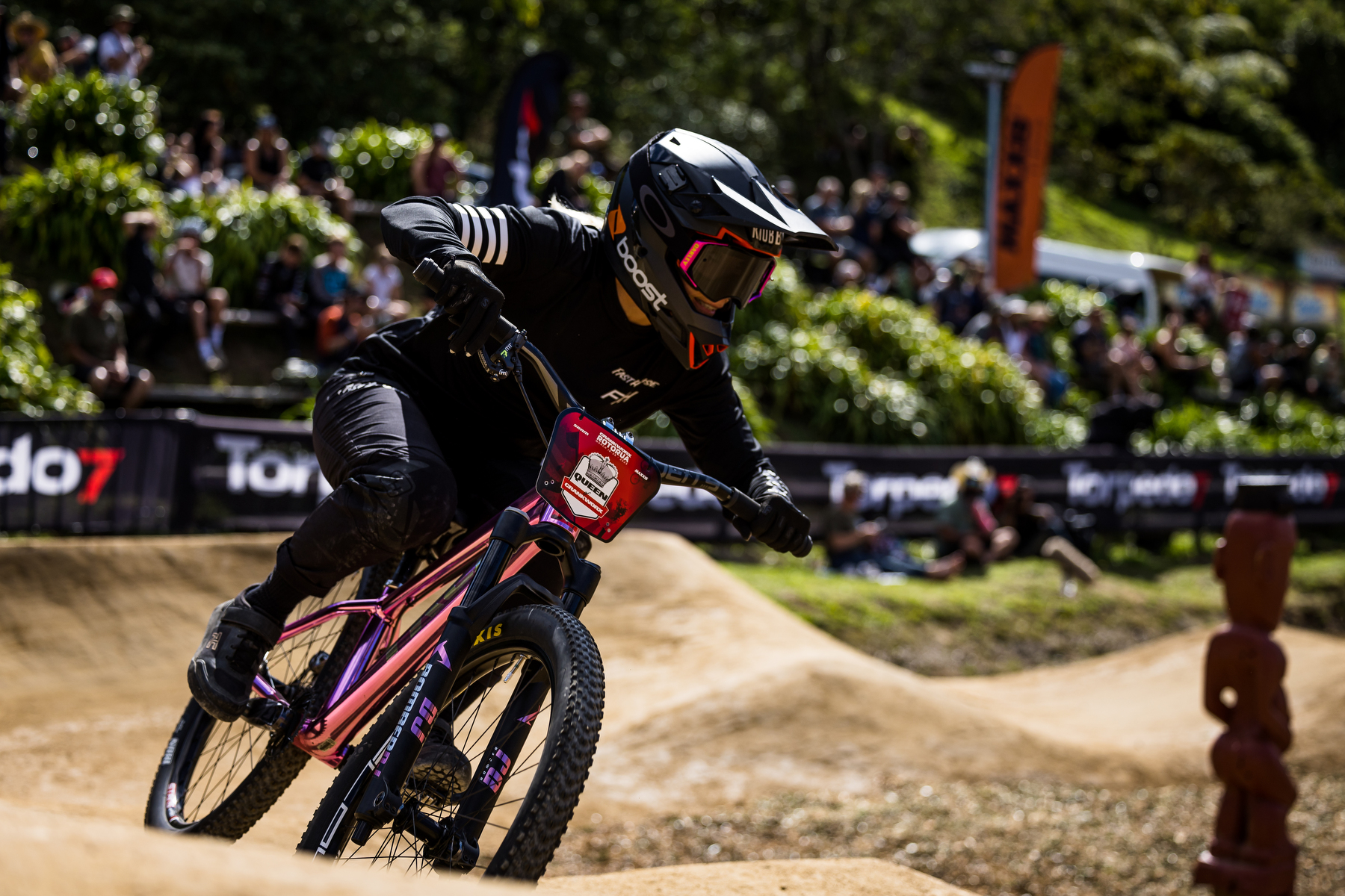 Caroline racing the pump track