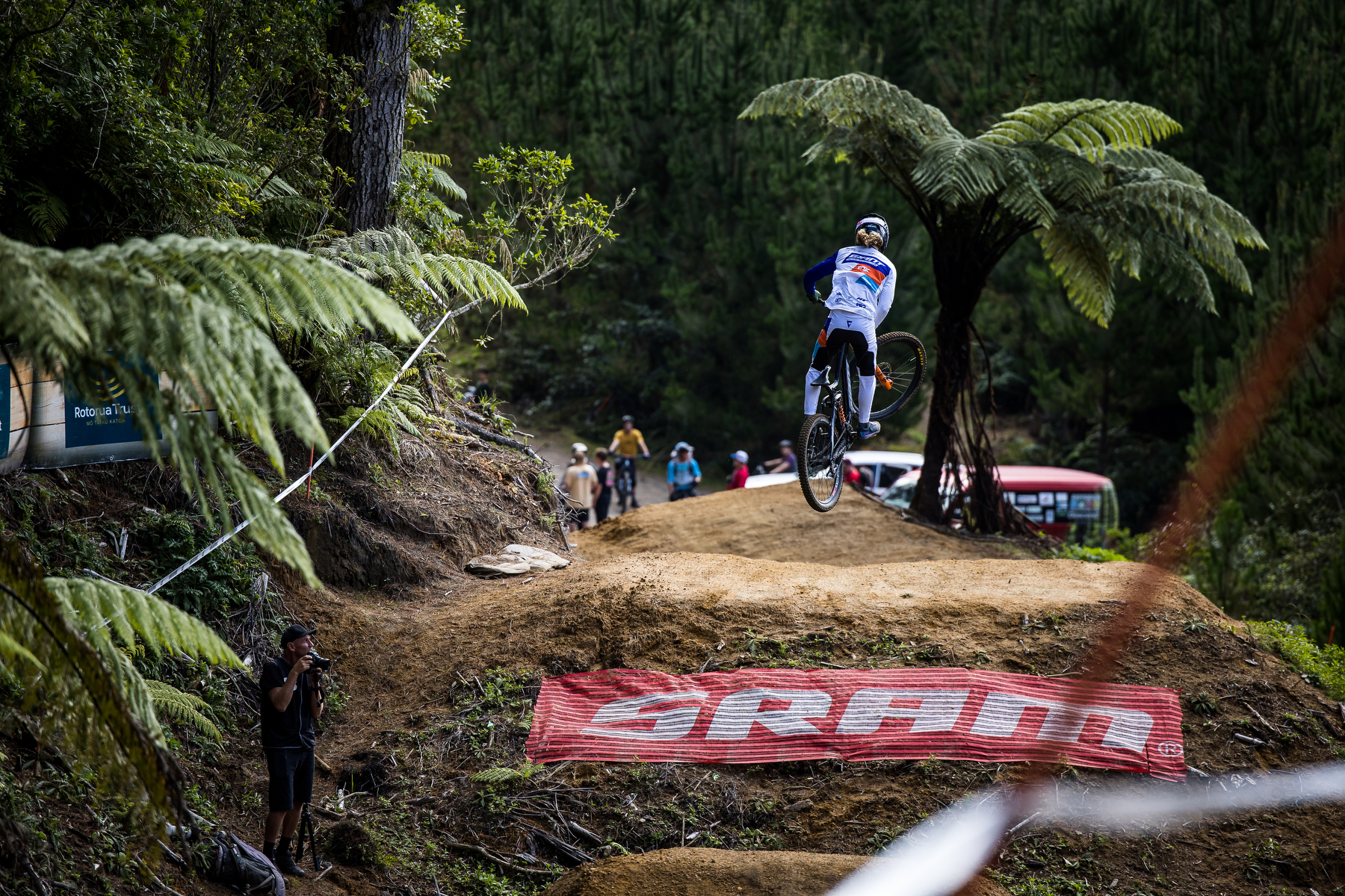 Rider hitting a step up in NZ