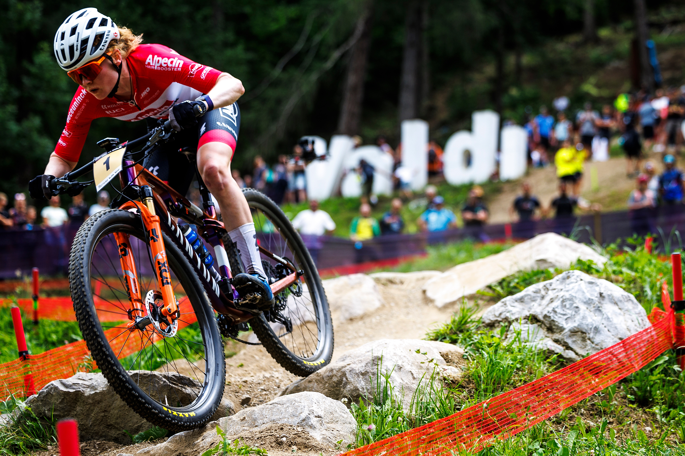 Puck soaring through the XCO course