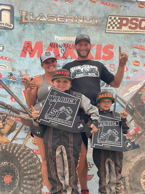 The Brown family celebrating a racing win.