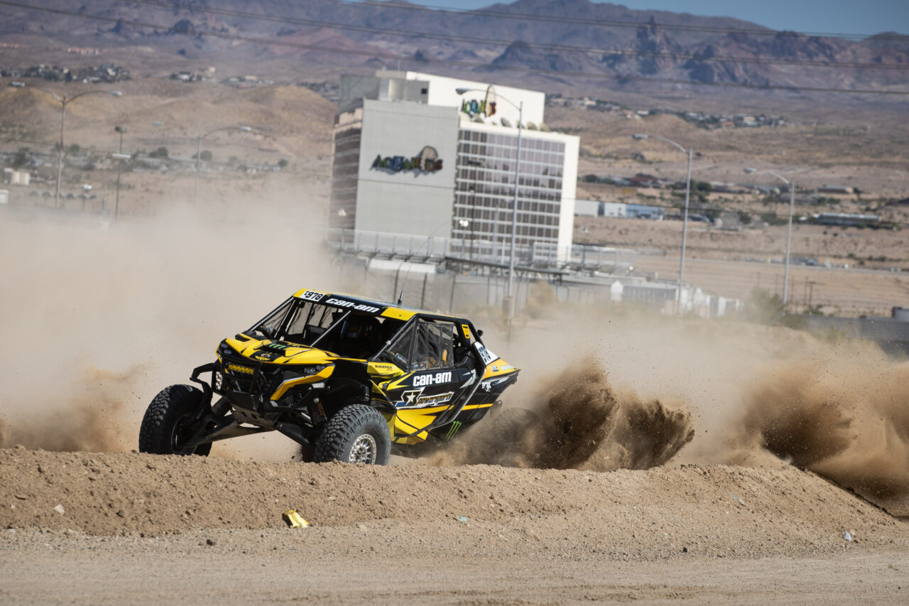 Maxxis rider Dustin “Battle Axe” Jones seen here in his CAN-AM UTV vehicle outfitted with Maxxis RAZR XT tires