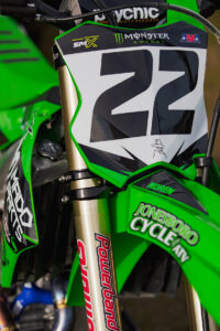 Number plate for MaddParts.com Kawasaki rider: Number 22, Freddie Noren.