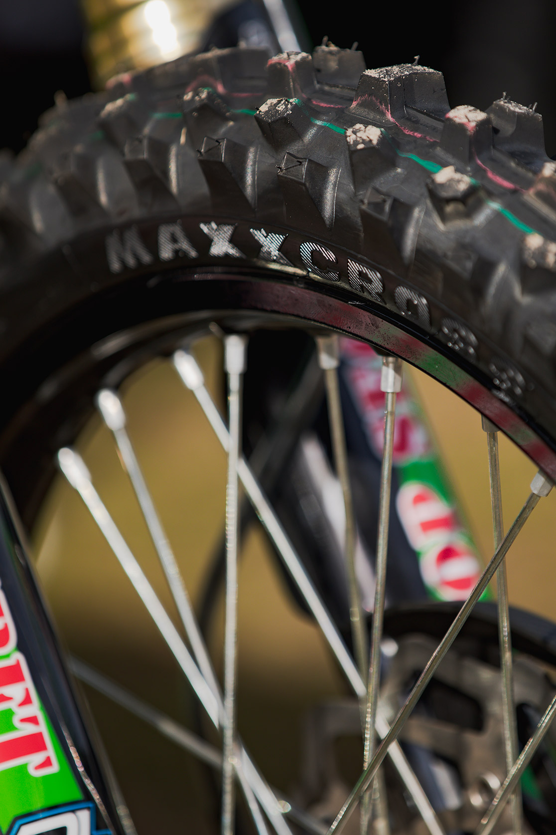 Close-up of a Maxxis Maxxcross tire.