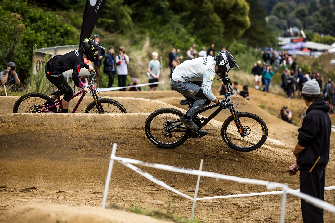 dual slalom racers heading down the course