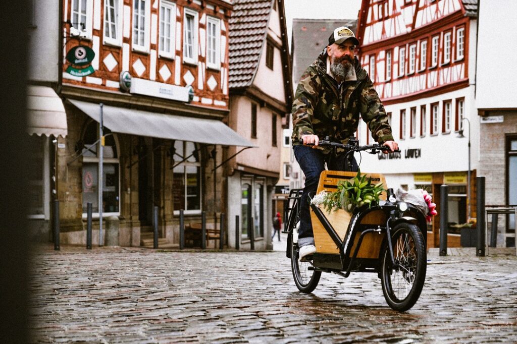Rider on ecargo bike