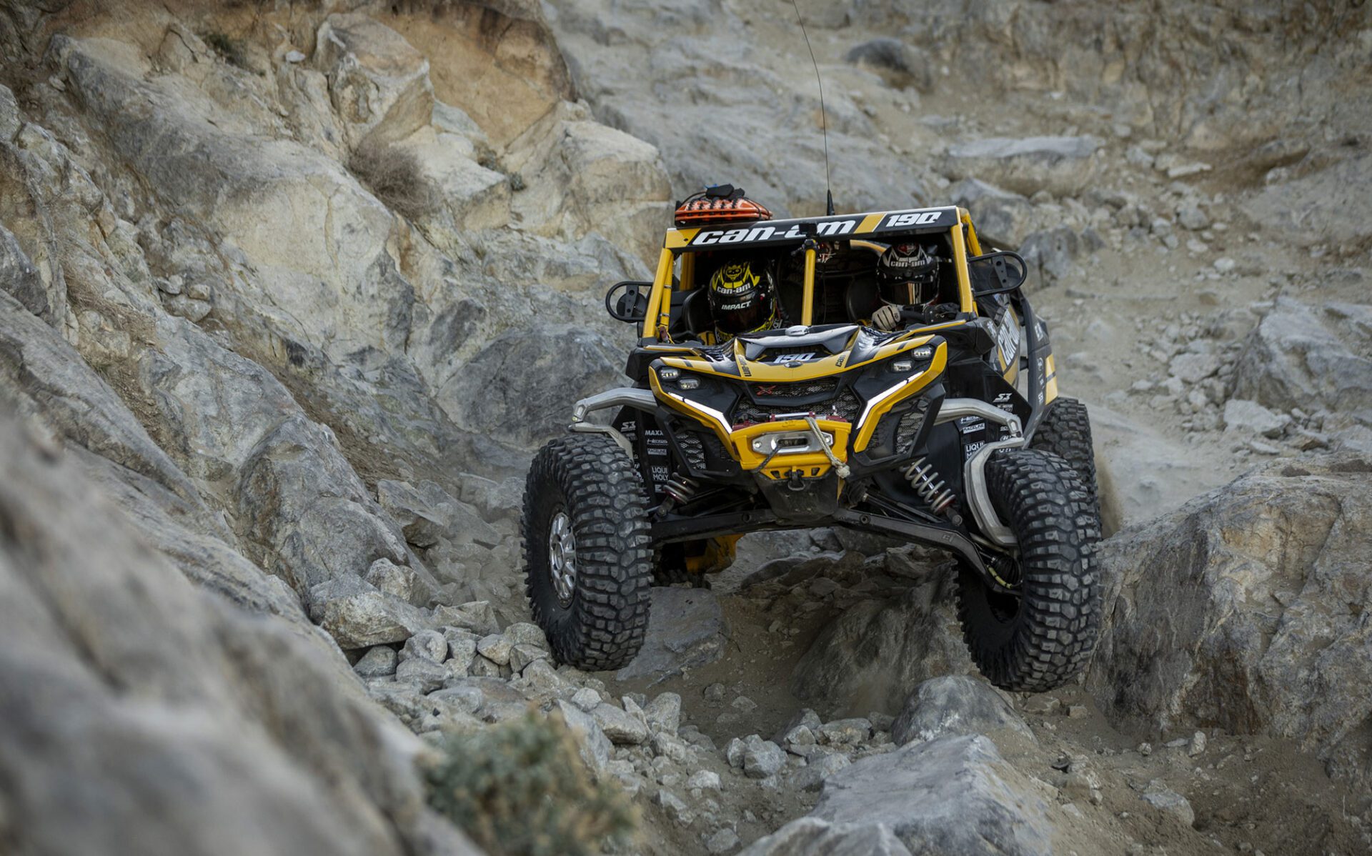 Hunter Miller racing his SxS down rocky hill