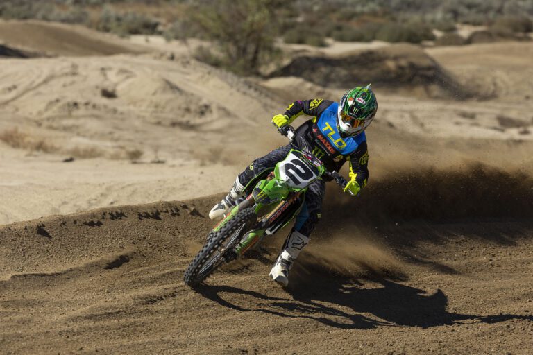 Jeremy riding his motocross bike in the dirt