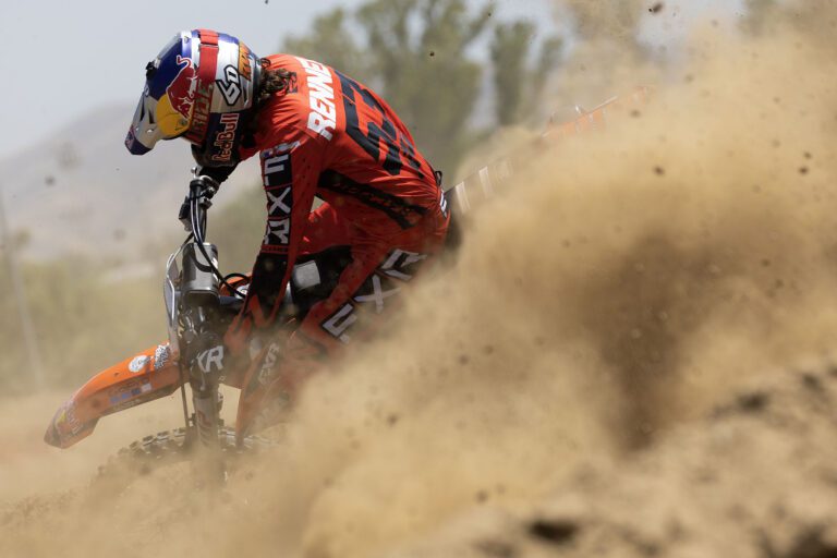 Ronnie Renner kicking up dirt on his motocross bike