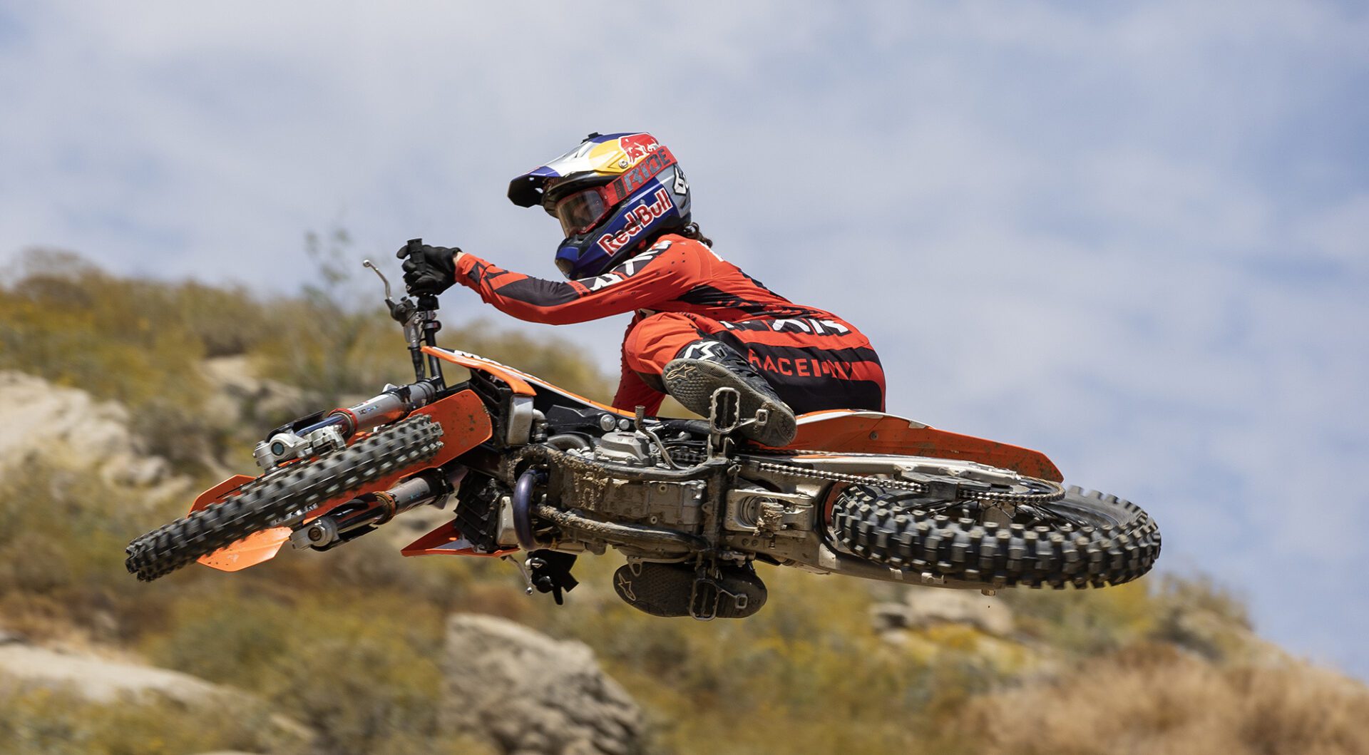 Ronnie Renner doing an aerial trick on his motocross bike