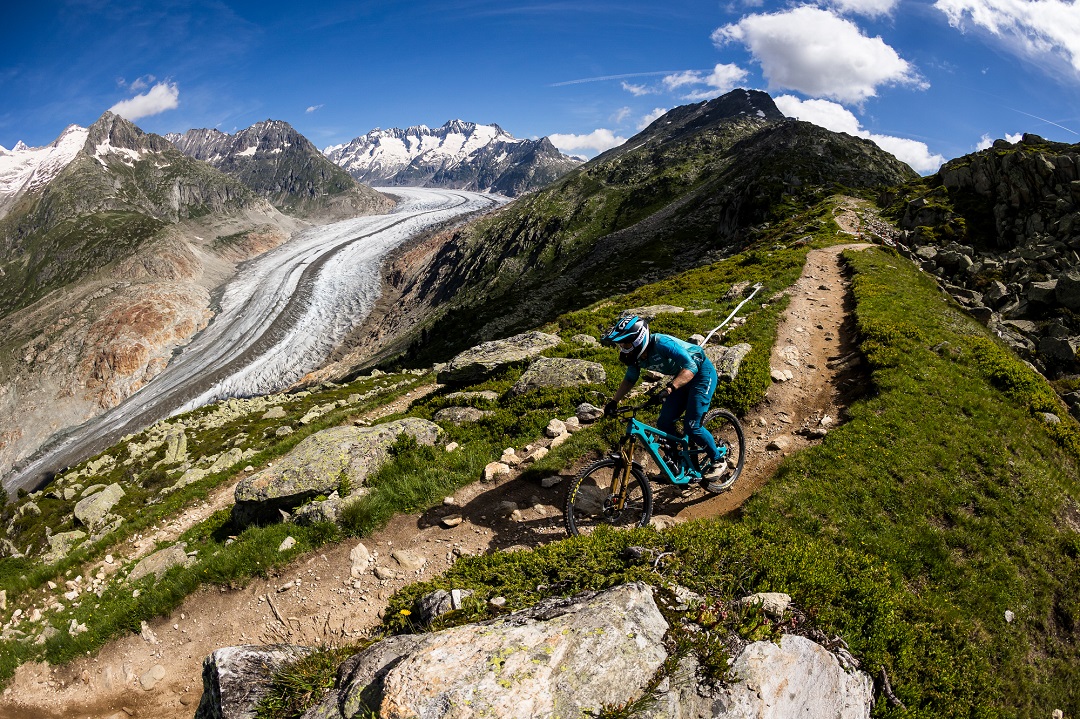 Lukasik riding hard down the trail