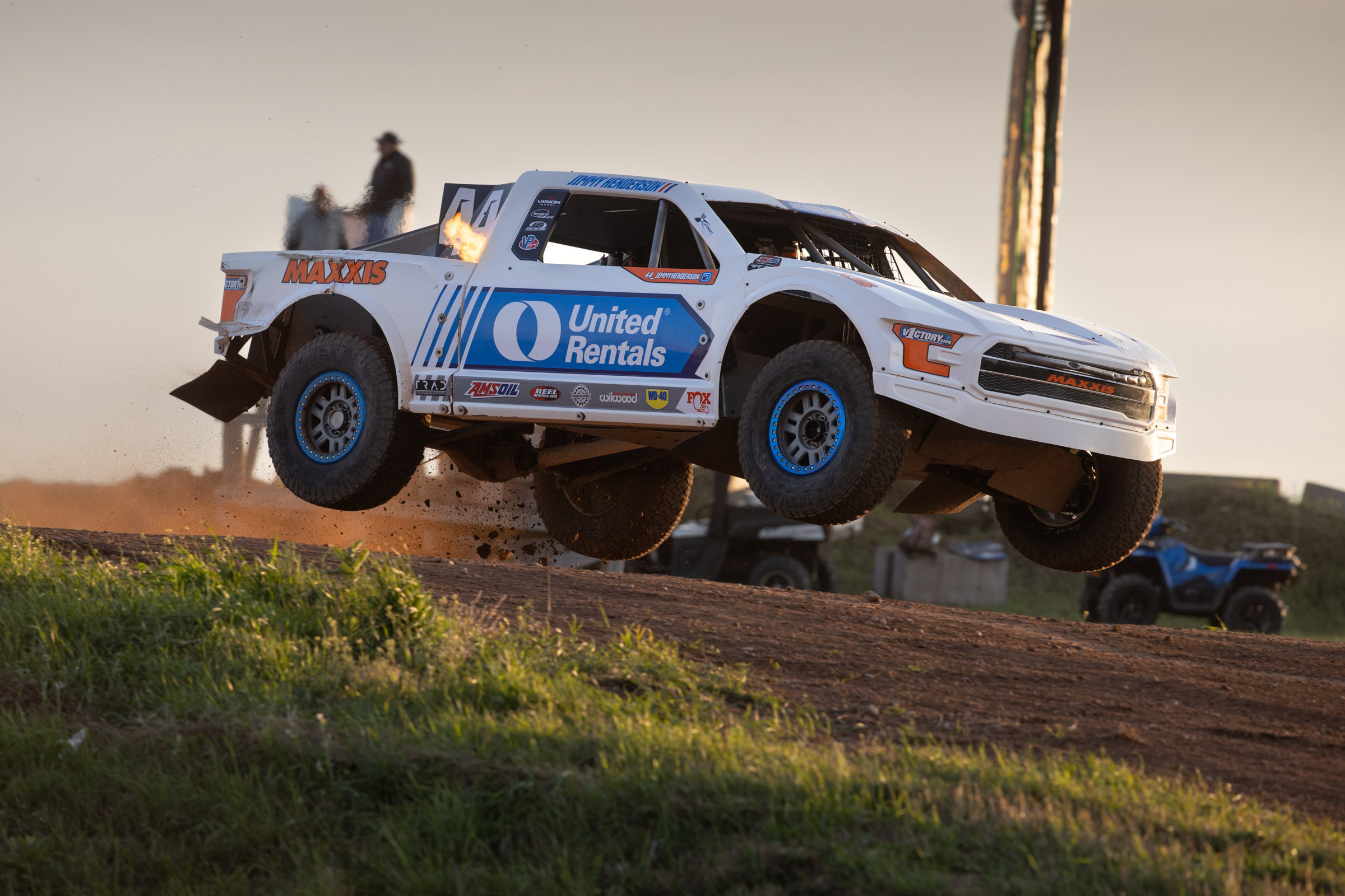 Maxxis sponsored truck getting some air during the race. 