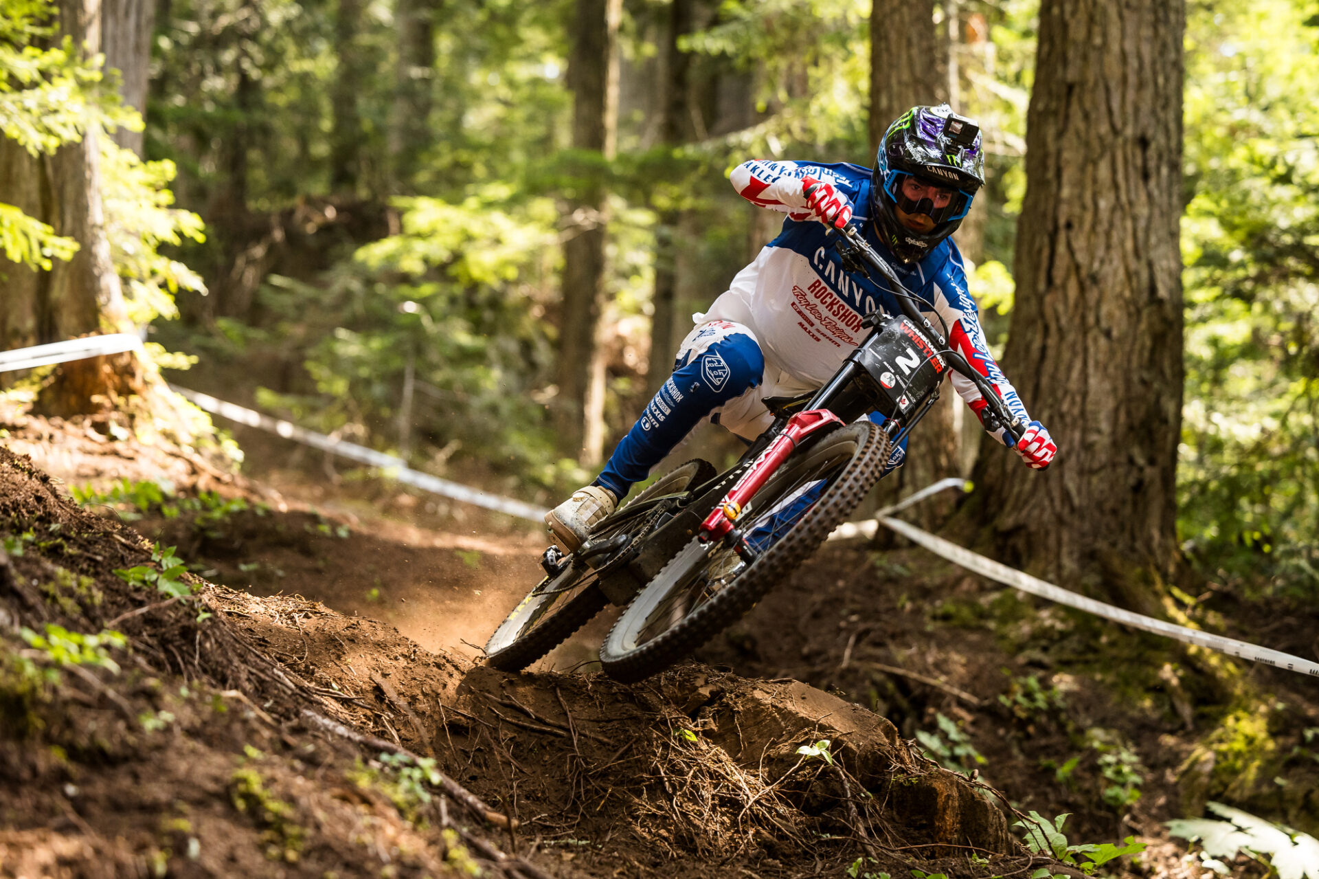 A mountain biker getting rowdy