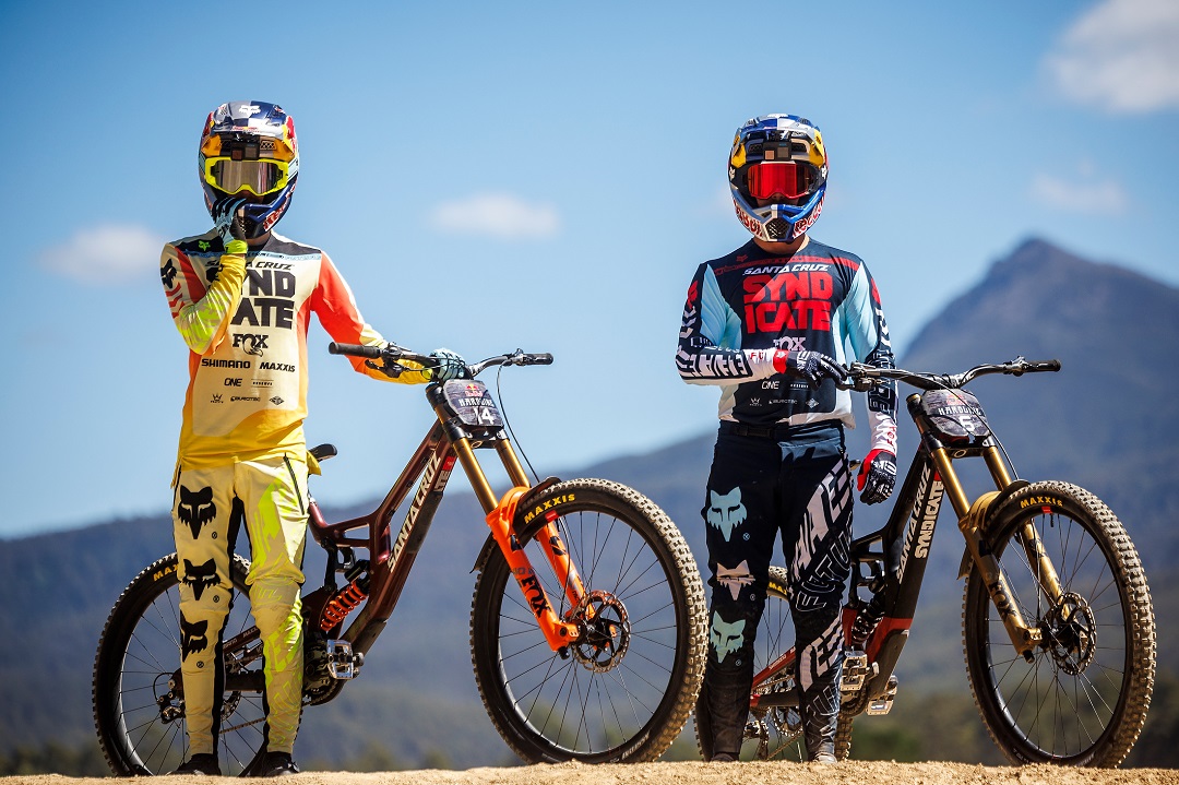 Jackson and Laurie posing with their bikes