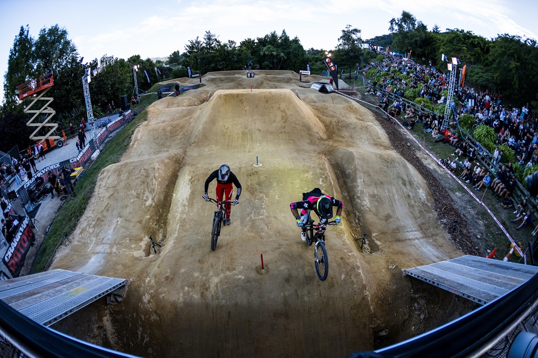 Jackson Frew on his way to a pump track win