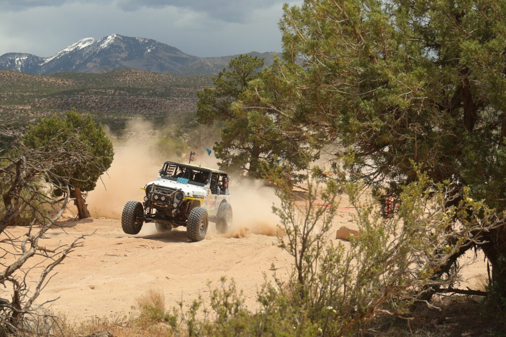 Jeep ripping through the desert.