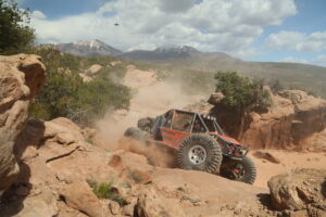 orange car in the desert