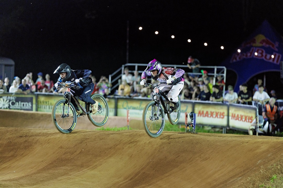 Pump track racers battling