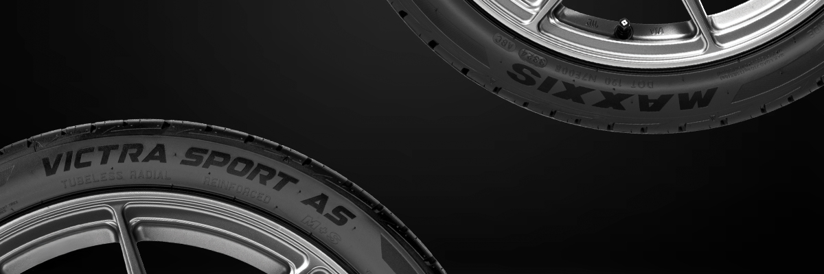Sidewall of tire on black background