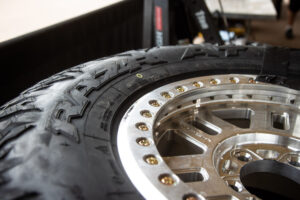 Close up of tire and wheel