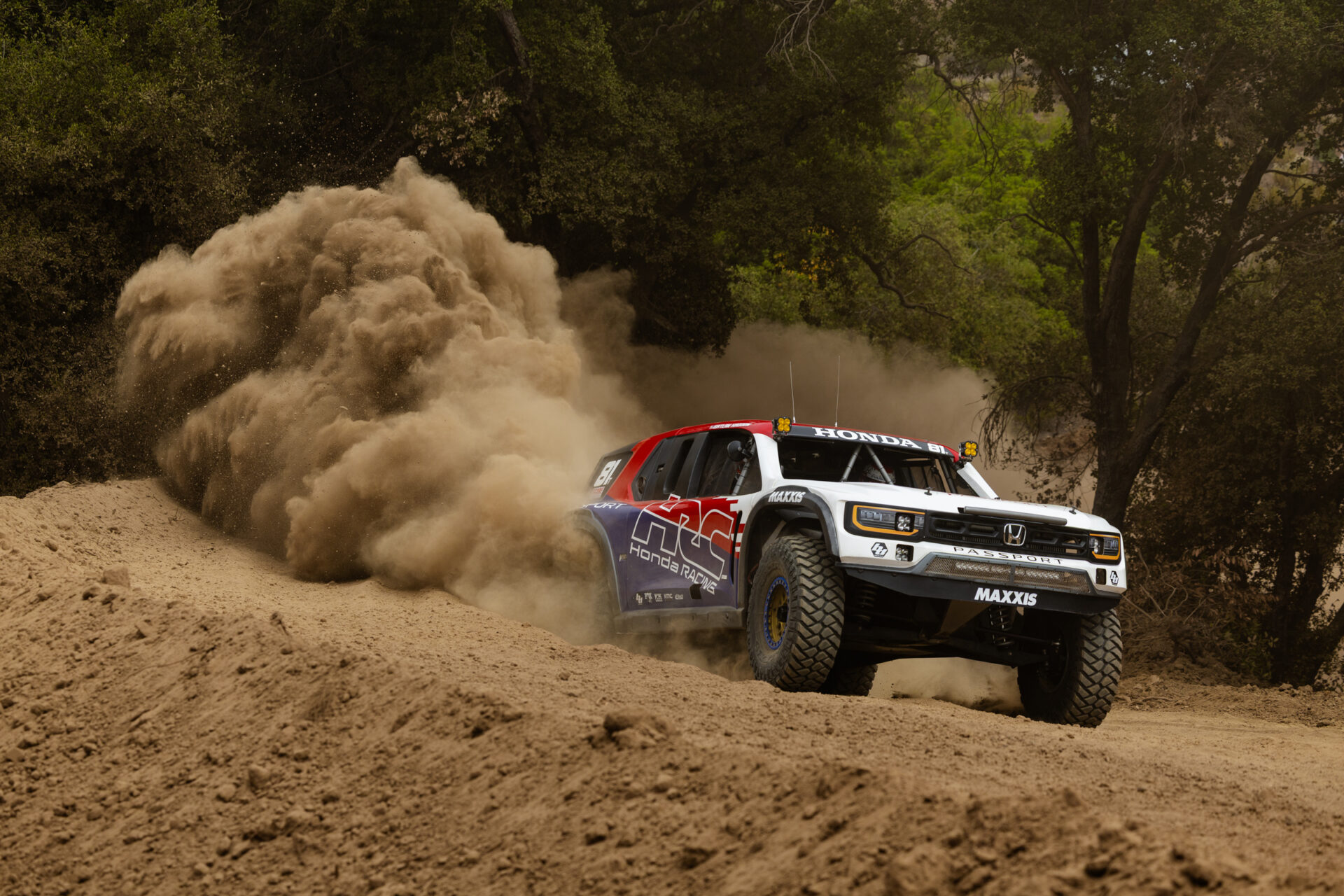 Maxxis athlete Ebert in a huge dust cloud