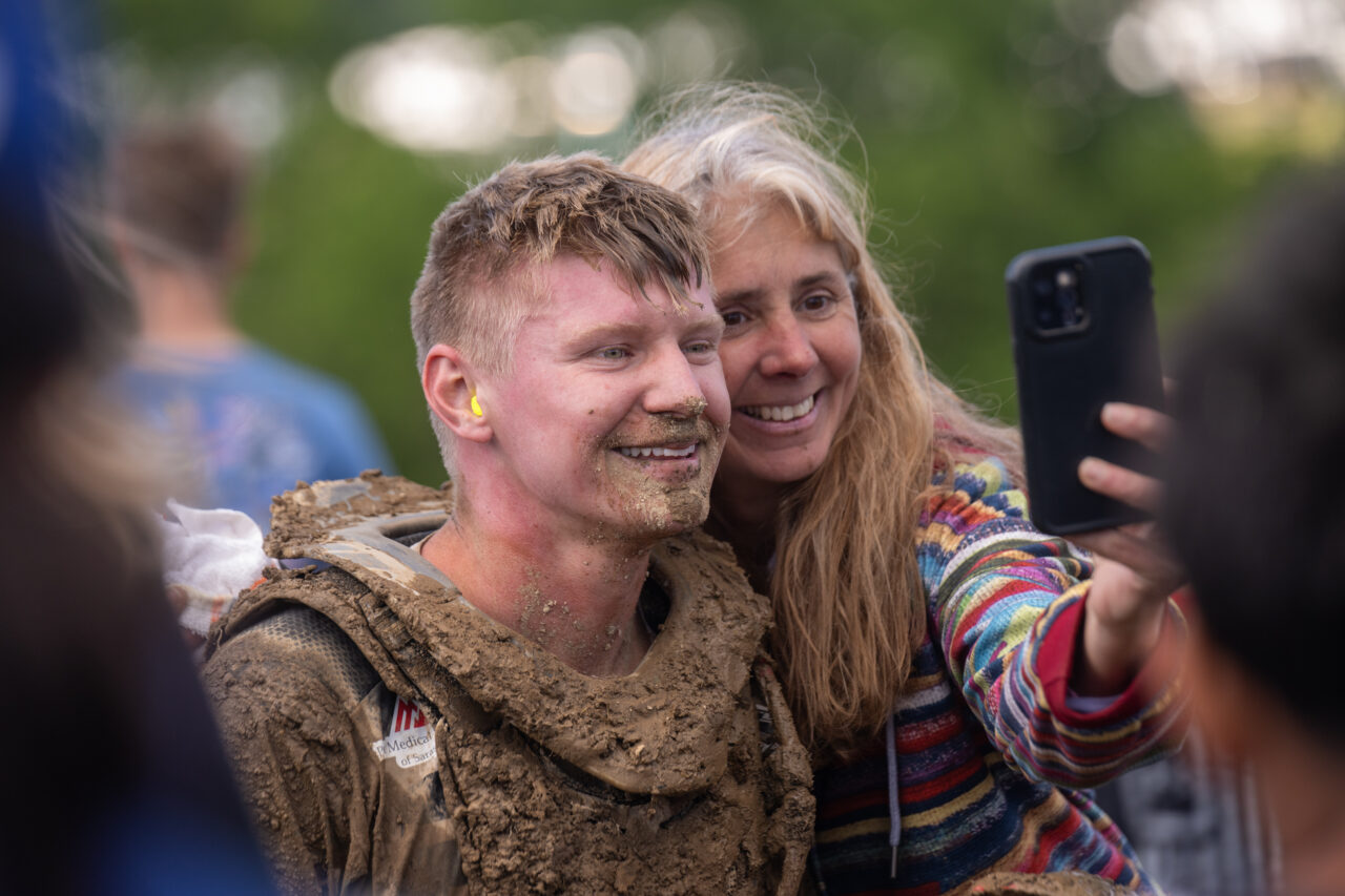 Amy Hart taking a selfie with her son Hunter after another HH7 victory.