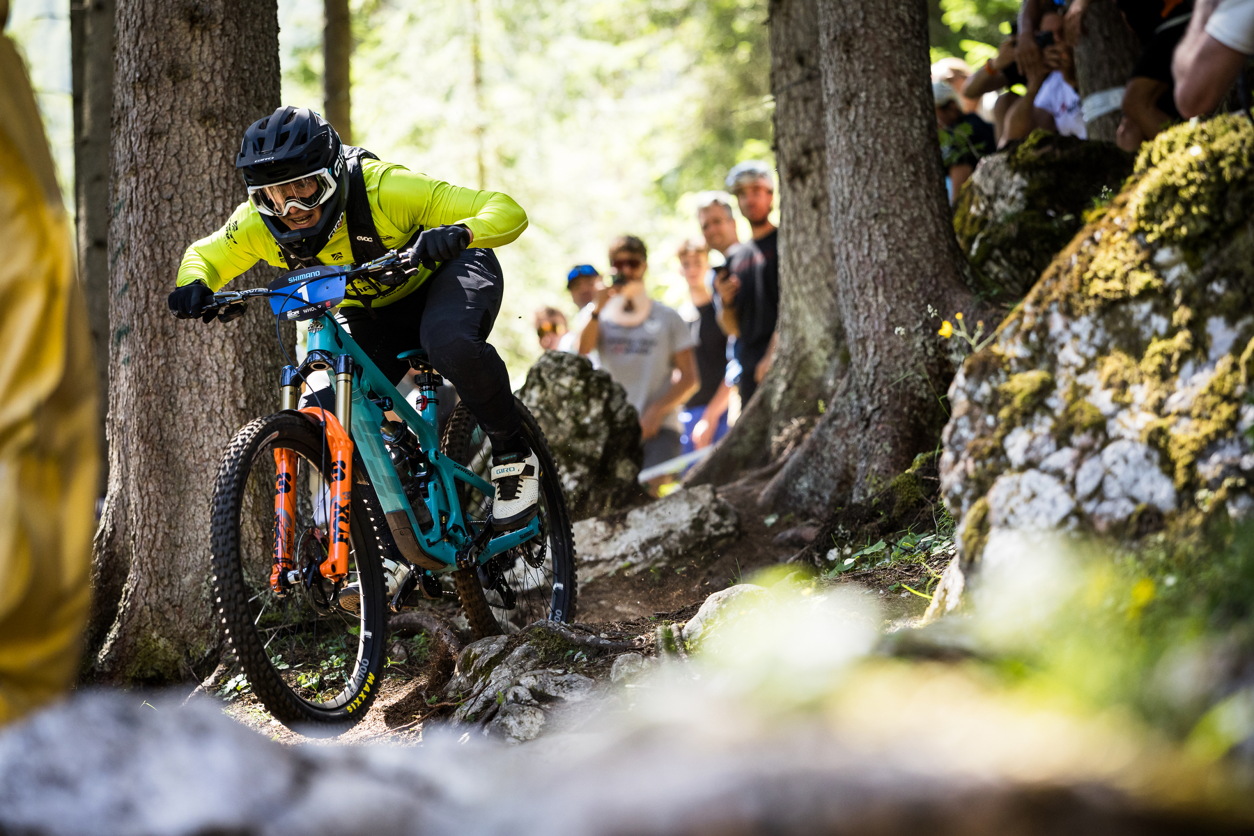 Slawomir Lukasick attacks a rocky section of trail