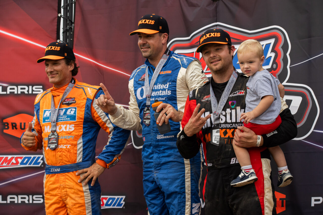 3 Maxxis racers on the podium at CHAMP offroad race.