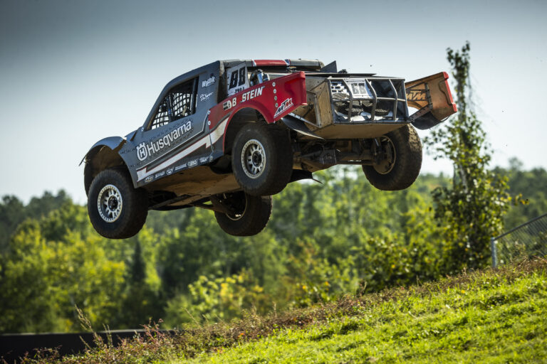 athlete in the air at race