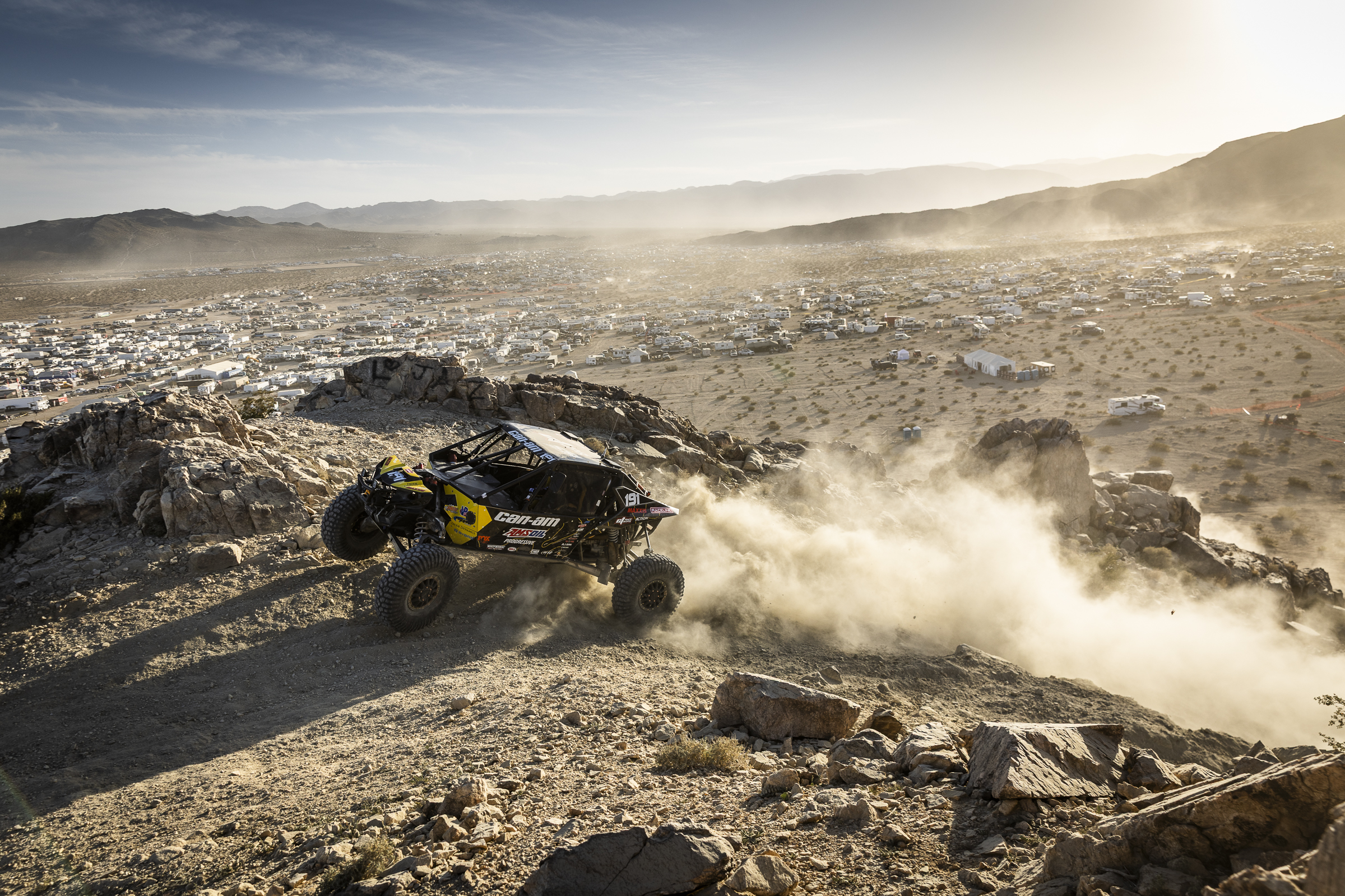 Kyle Chaney practicing in the rocks as he prepares to race.