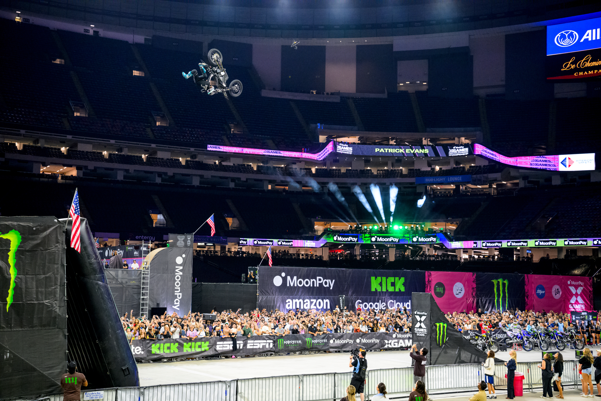 Pat Evans executing a medal winning best trick over the big jump at NOLA X Games.
