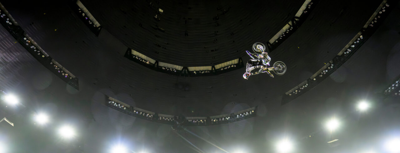 WYO midflight and upside down inside the Superdome.