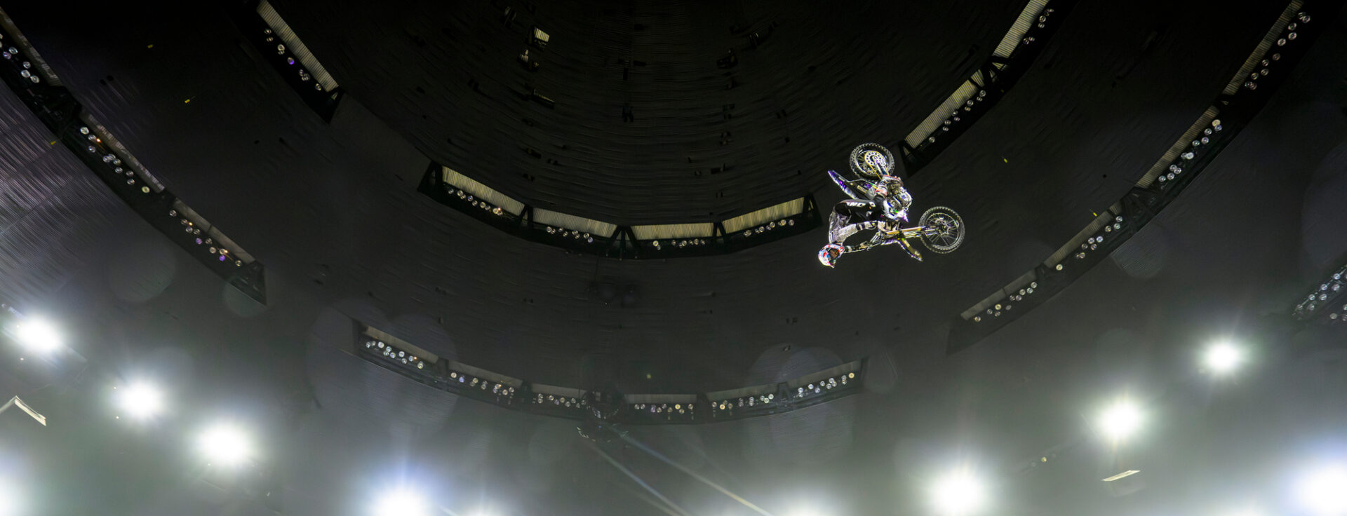WYO midflight and upside down inside the Superdome.