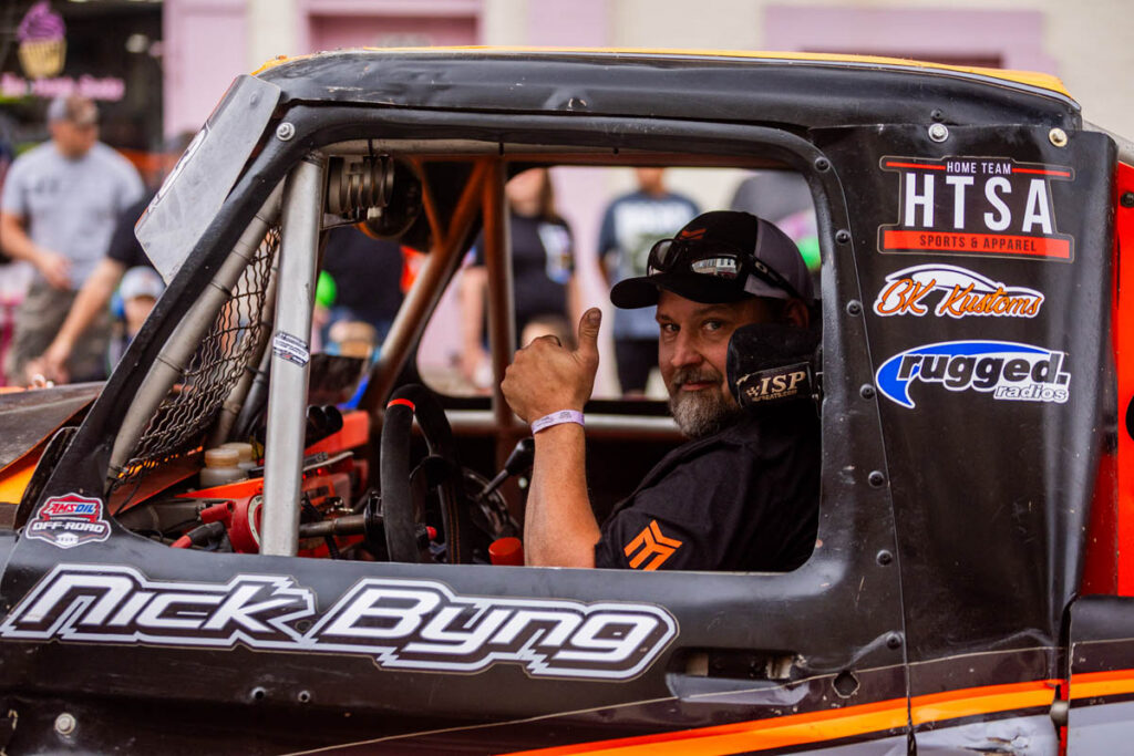 Nick Byng, in his truck during the parade