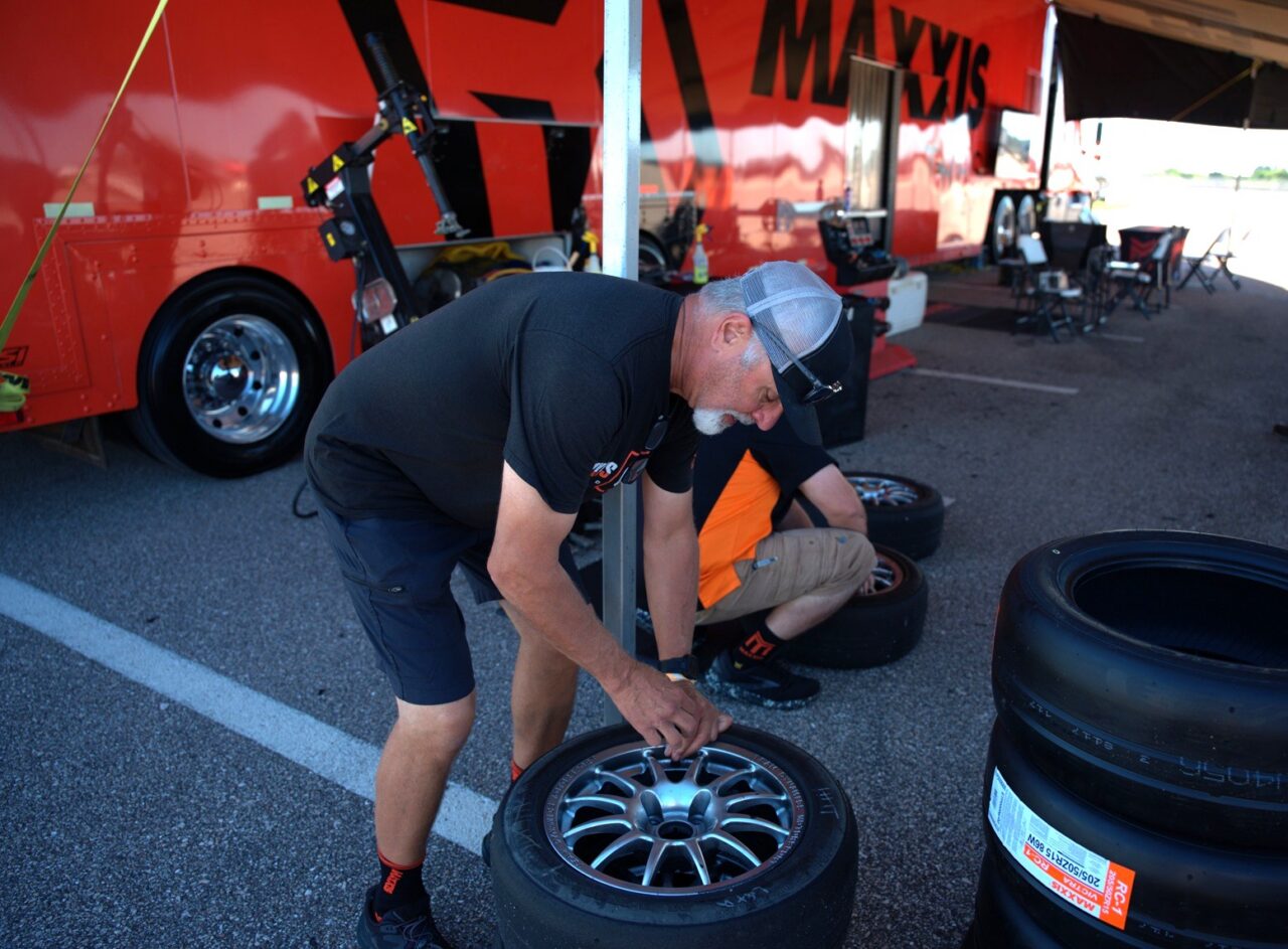 Dave mounting some tires